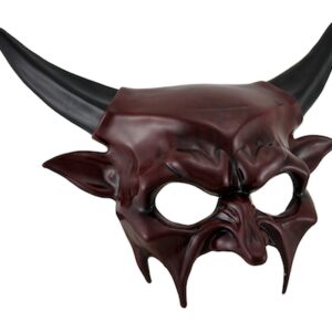 Half Face Horned Devil Mask - Red/Black